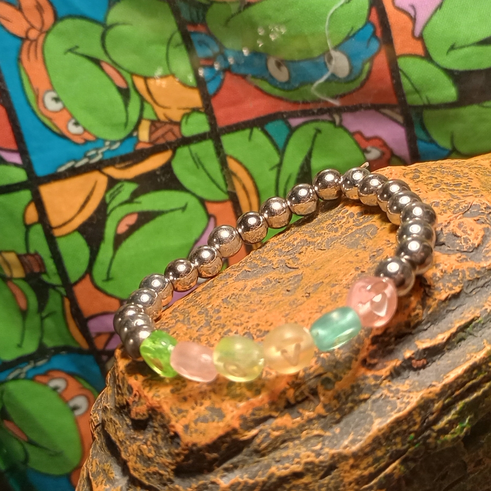Colorful Beaded Bracelet with Silver Accents